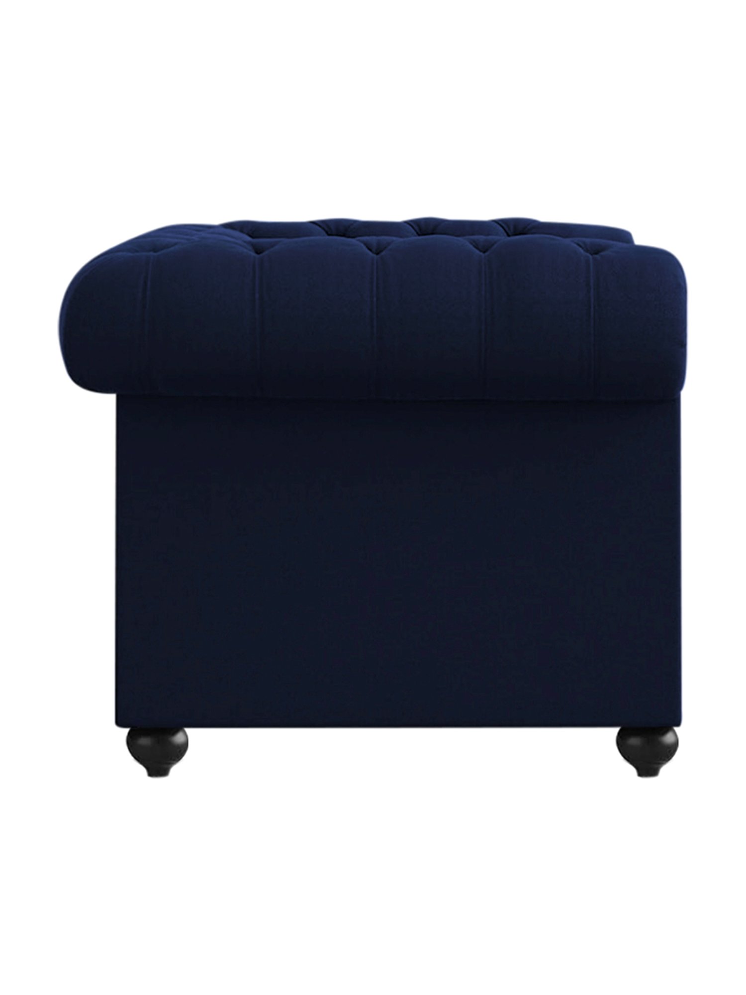 Trevi Manchester Quilted Navy Blue Velvet & Neem Wood 1 Seater Sofa