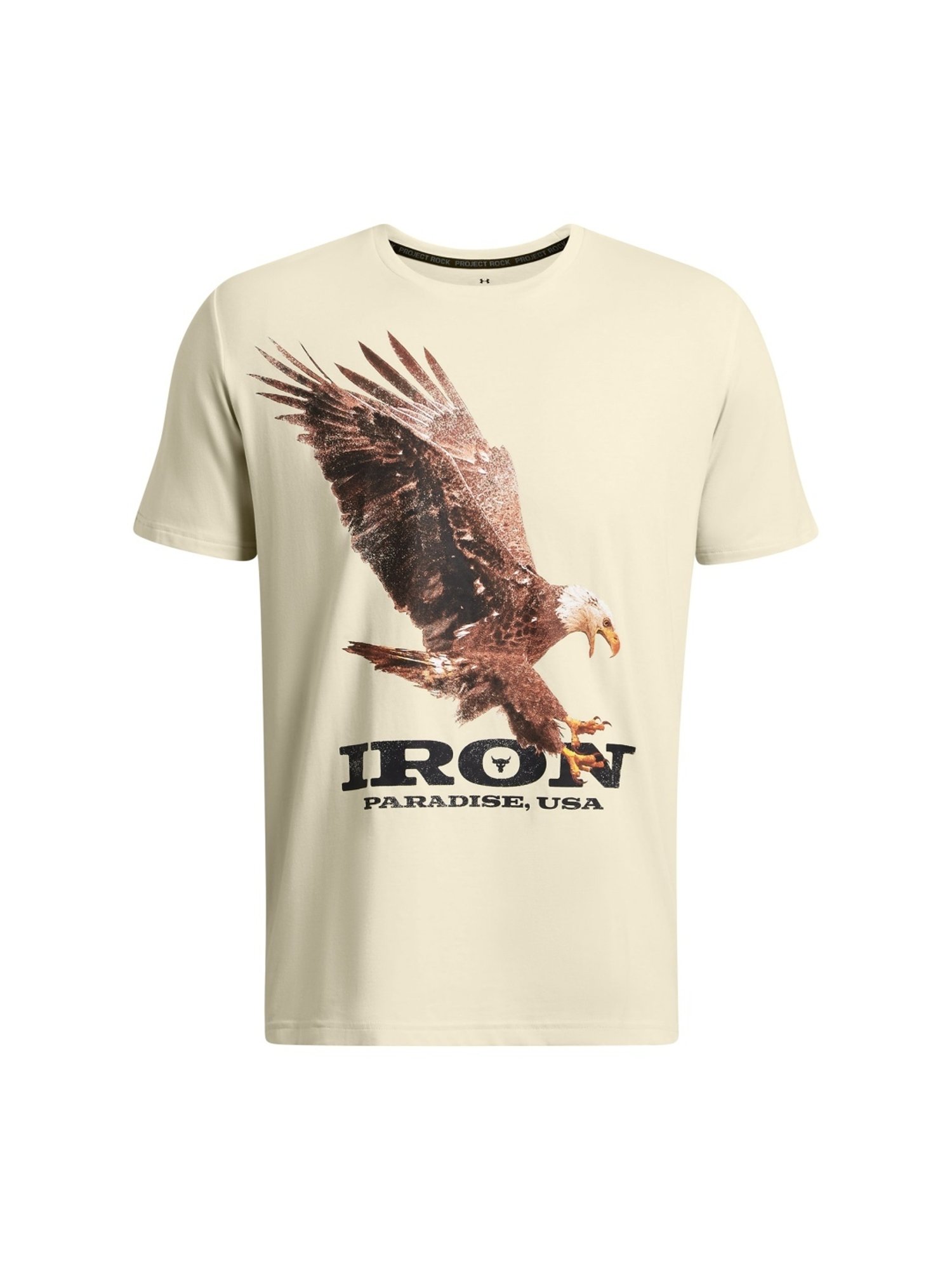 Under Armour Cream Cotton Slim Fit Printed T-Shirt