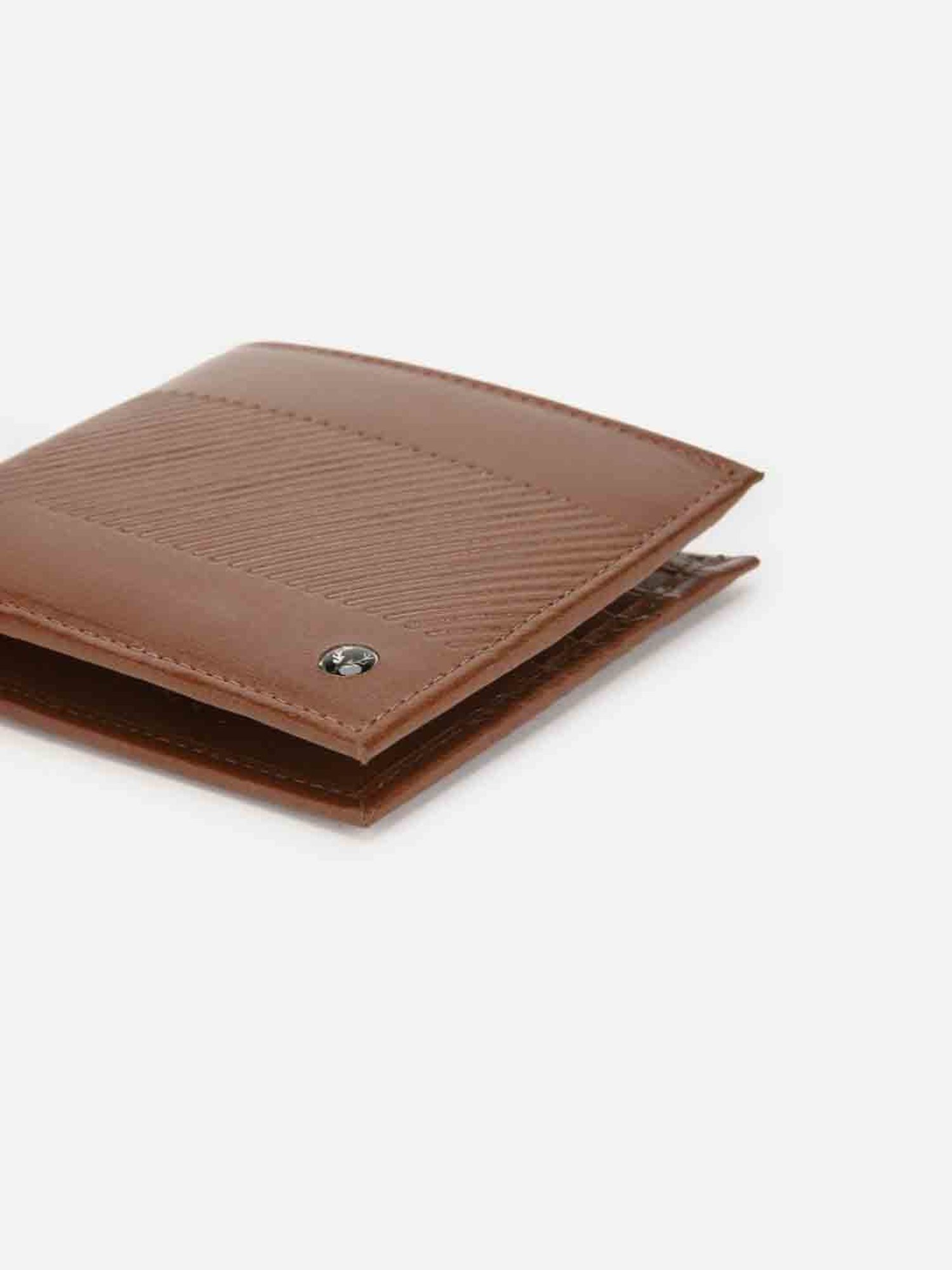 Allen Solly Brown Textured Leather Bi-Fold Wallet for Men
