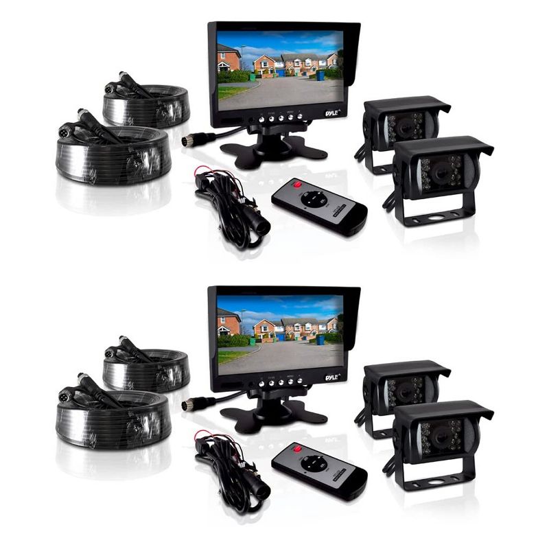 Pyle Weatherproof Rearview Backup Camera System for Trucks, Buses, Vans (2 Pack)