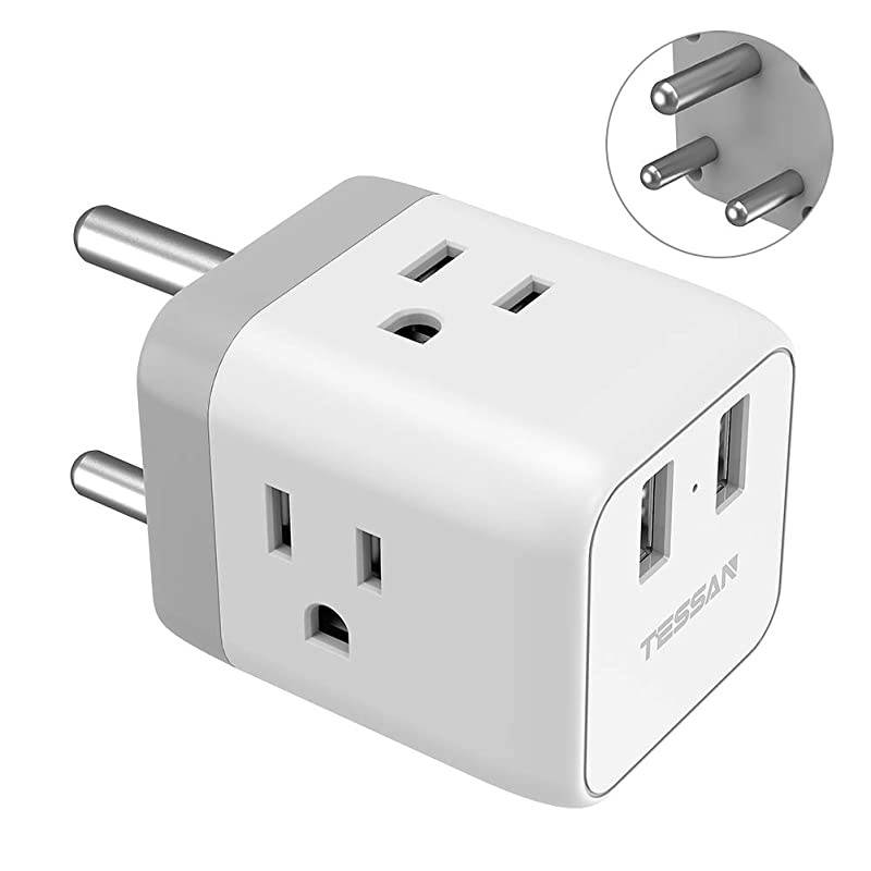 South Africa Power Adapter  5 in 1 Botswana Travel Adapter Plug with 3 US Power Outlets and 2 USB Charging Ports US to South Africa Botswana Zimbabwe Plug Adapter Safe Grounded Type M Plug