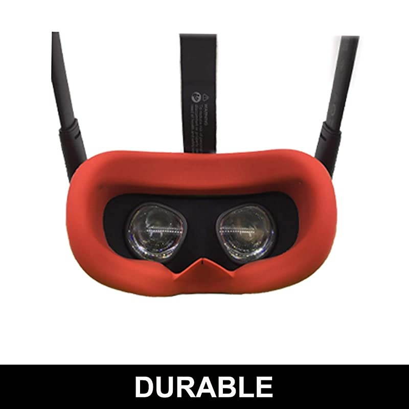 VR Face Silicone Cover Mask & Face Pad for Oculus Quest Face Cushion Cover Sweatproof Lightproof (Red)
