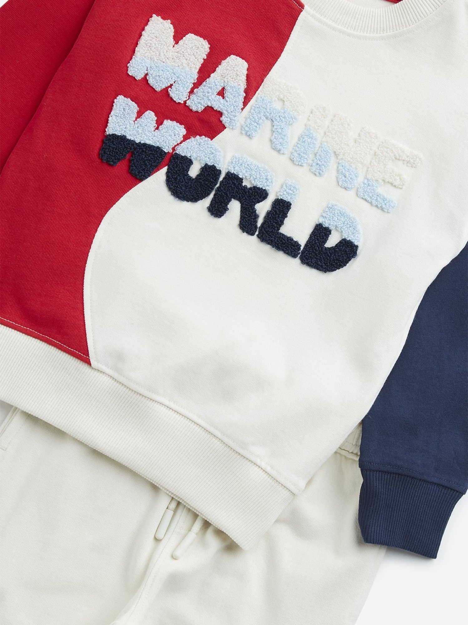 HOP Kids by Westside Beige & Red Cotton Sweatshirt and Joggers Set