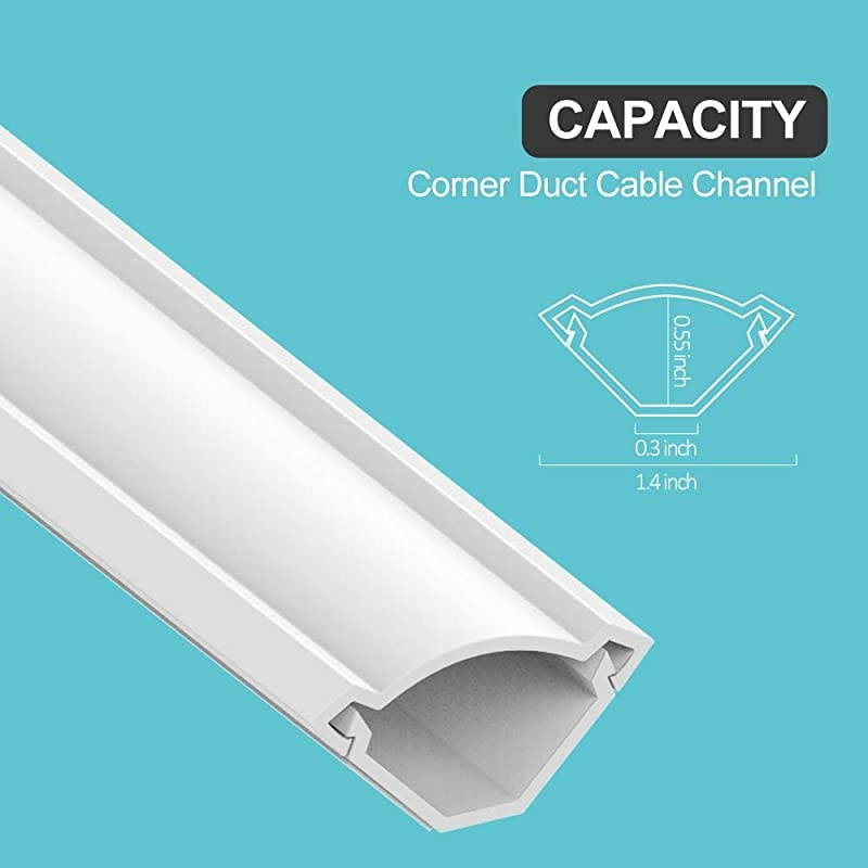 Concealer Cord Cover 1256inch OnWall Raceway Kit Paintable Corner Duct Management Channel for Floor Baseboard Ceiling Wall Corner 8 X L 157quot