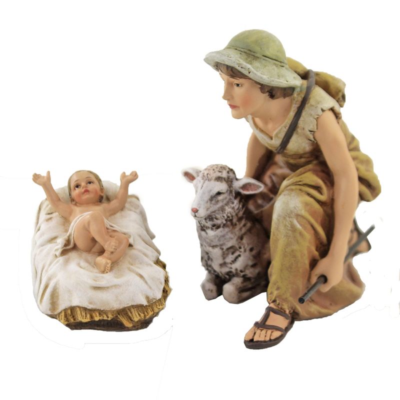 Christmas 9.5" Nativity 7 Piece Set Mary Jesus Joseph Kings  -  Decorative Figurines