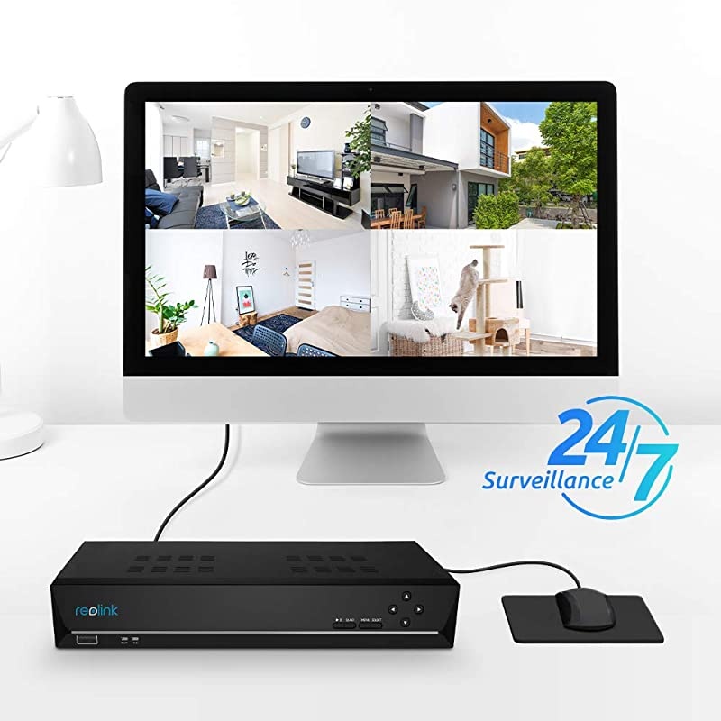 8CH PoE NVR, Work with  8MP/5MP/4MP HD Cameras for 24/7 Surveillance DIY IP Home Security Camera System Support Audio (NO Pre-Installed HDD)