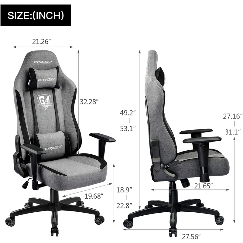 GTRACING Gaming Chair Office Chair High Back Fabric Computer Chair Desk Chair Pc Racing Executive Ergonomic Adjustable Swivel Task Chair and Headrest