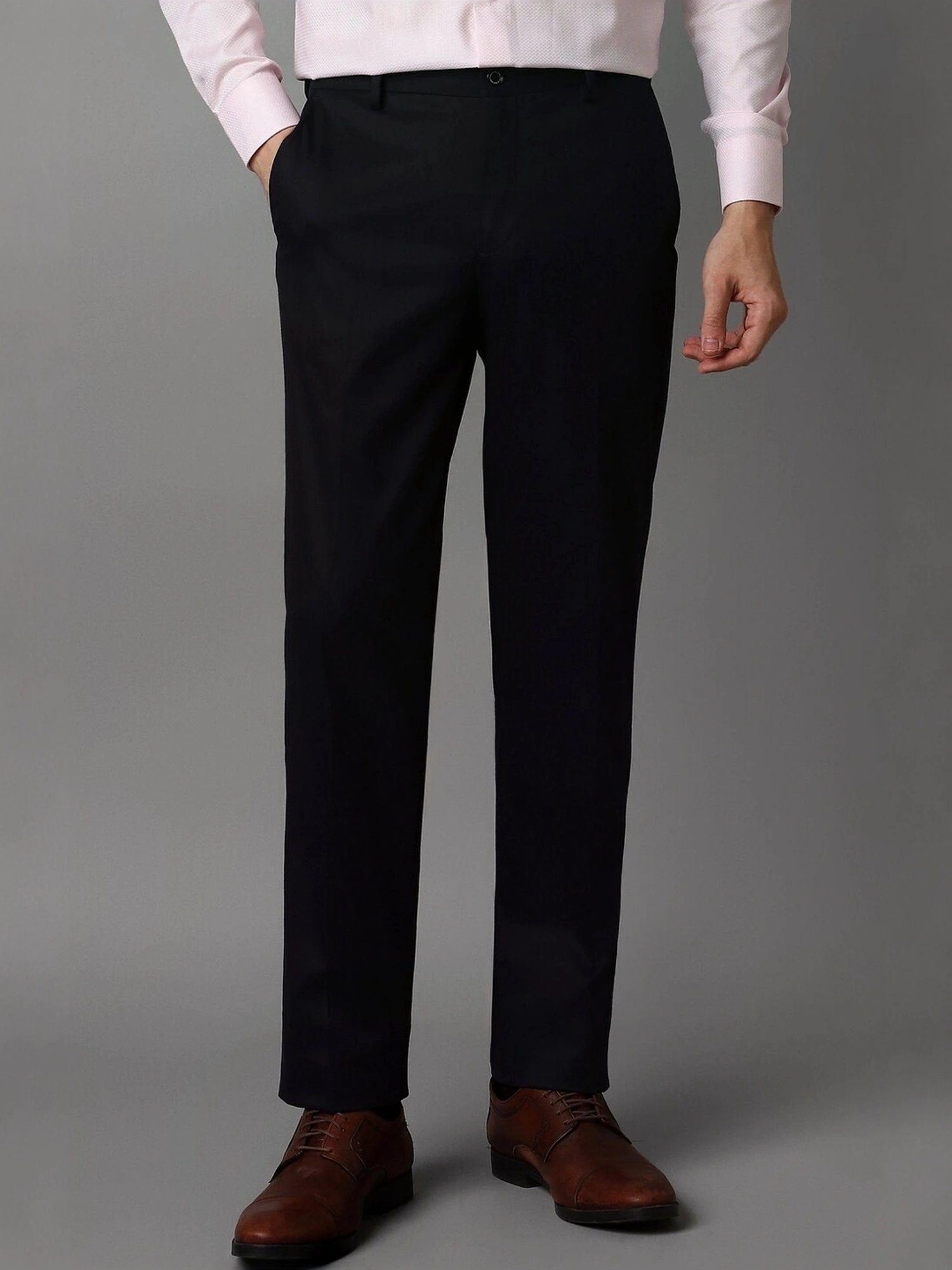 Louis Philippe Black Slim Fit Trousers