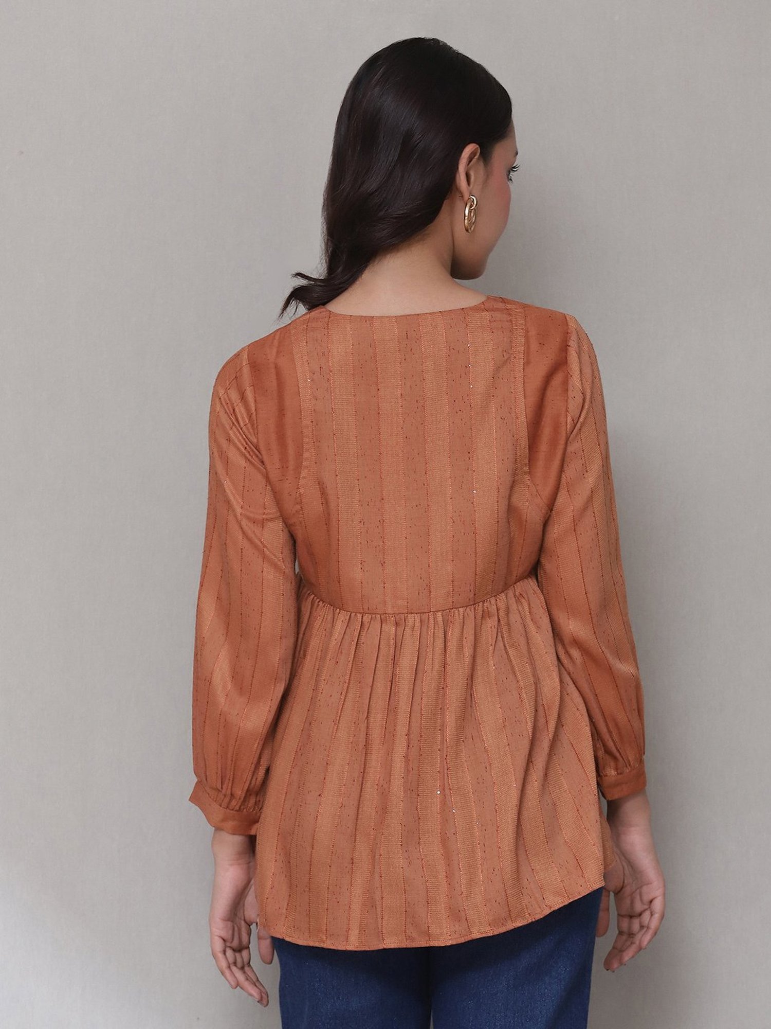 aarke Ritu Kumar Rust Striped Top