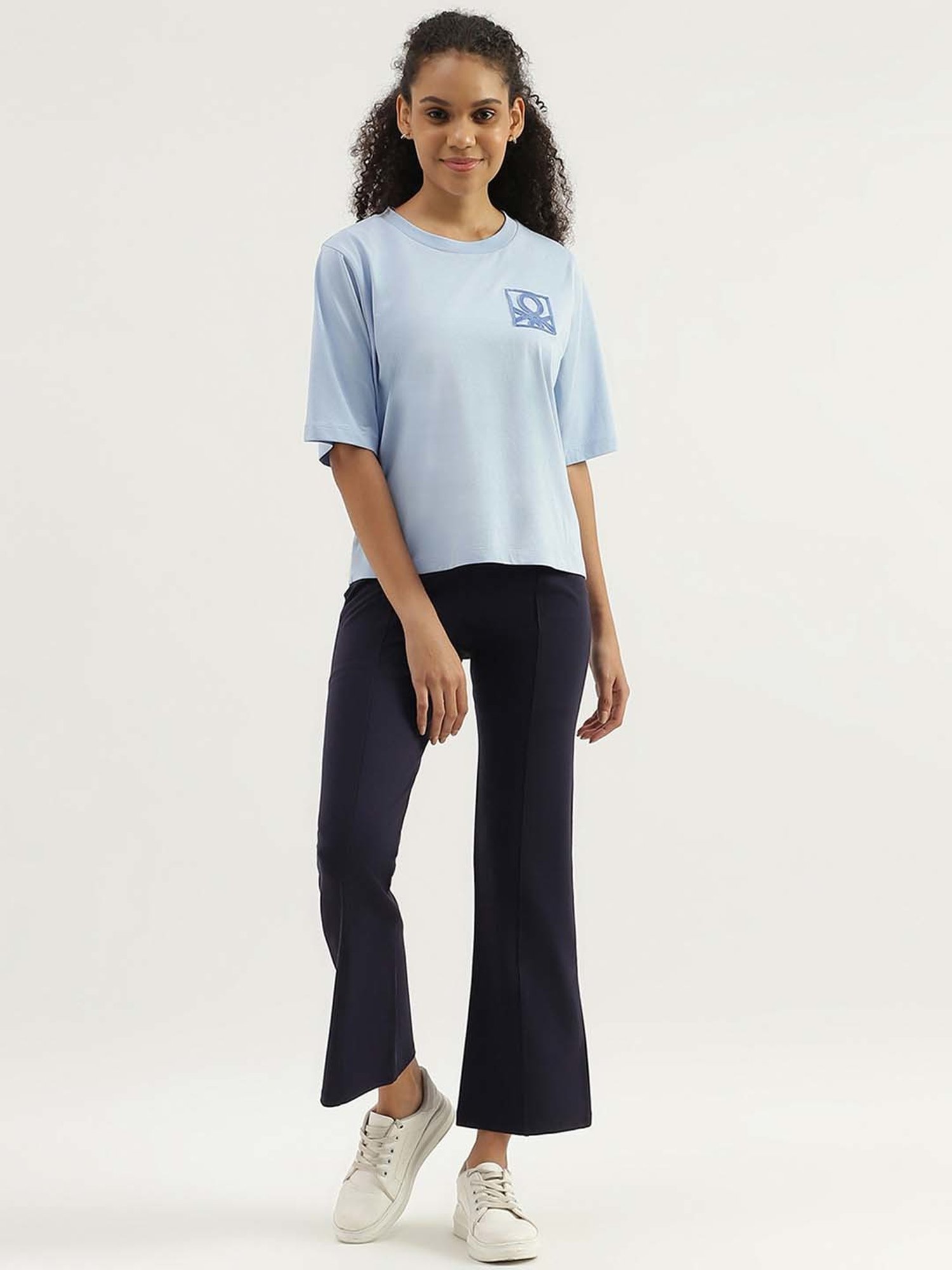 United Colors of Benetton Blue Cotton Printed T-Shirt