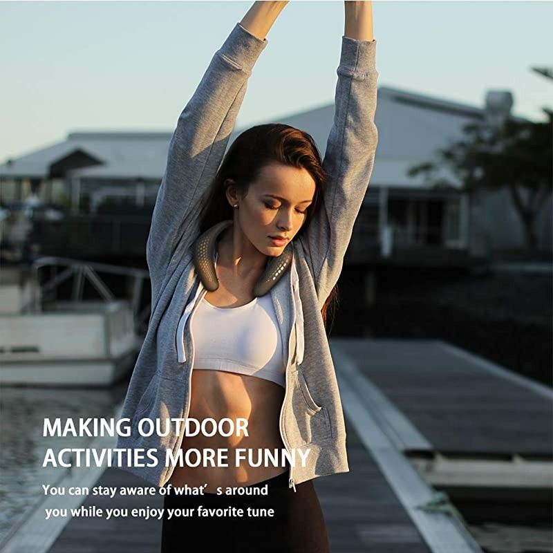 M110 Neckband Bluetooth Speakers Wireless Wearable Speaker True 3D Stereo Sound Portable Personal Speakers IPX5 Waterproof Bluetooth 50 Builtin Mic Comfortable and Durable Design Black