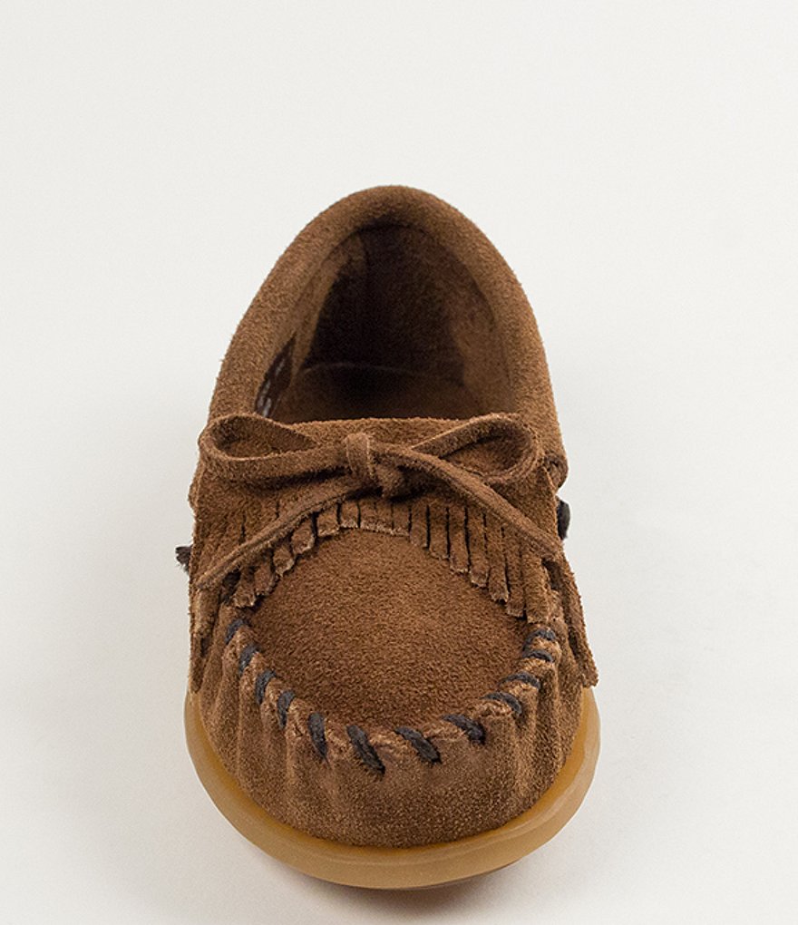 Minnetonka Kids' Kilty Suede Whipstitch Moccasins (Infant)