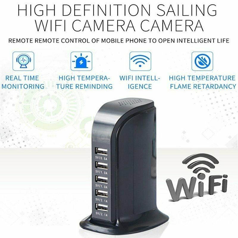 1080P WIFI Socket Charger Spy1&middot; Hidden Camera Video Recorder 5 USB Nanny Cam DVR