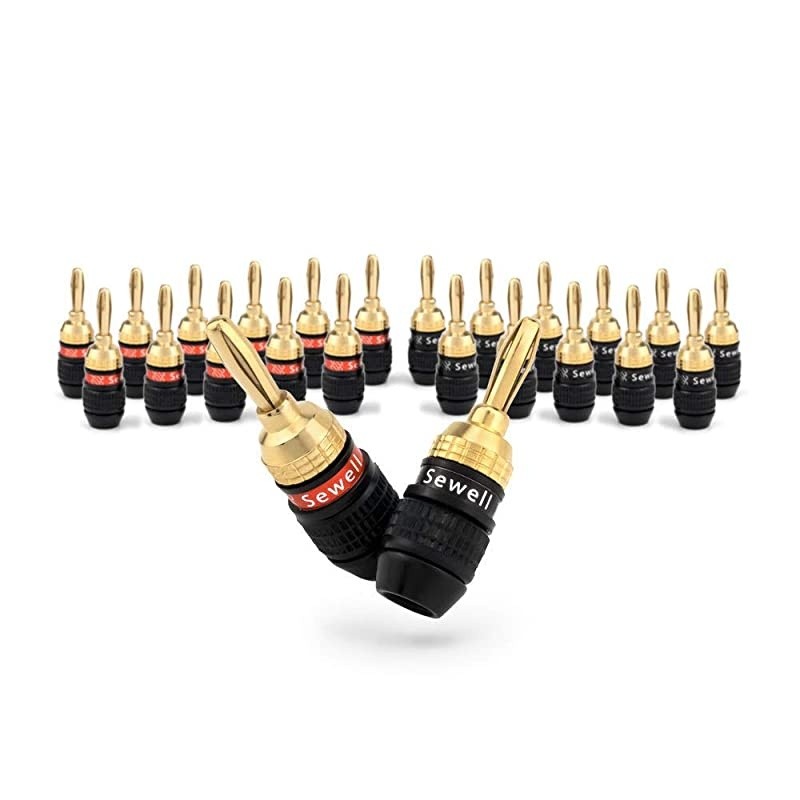 SW-29863-12 Deadbolt Banana Plugs 12-Pairs by, Gold Plated Speaker Plugs, Quick Connect