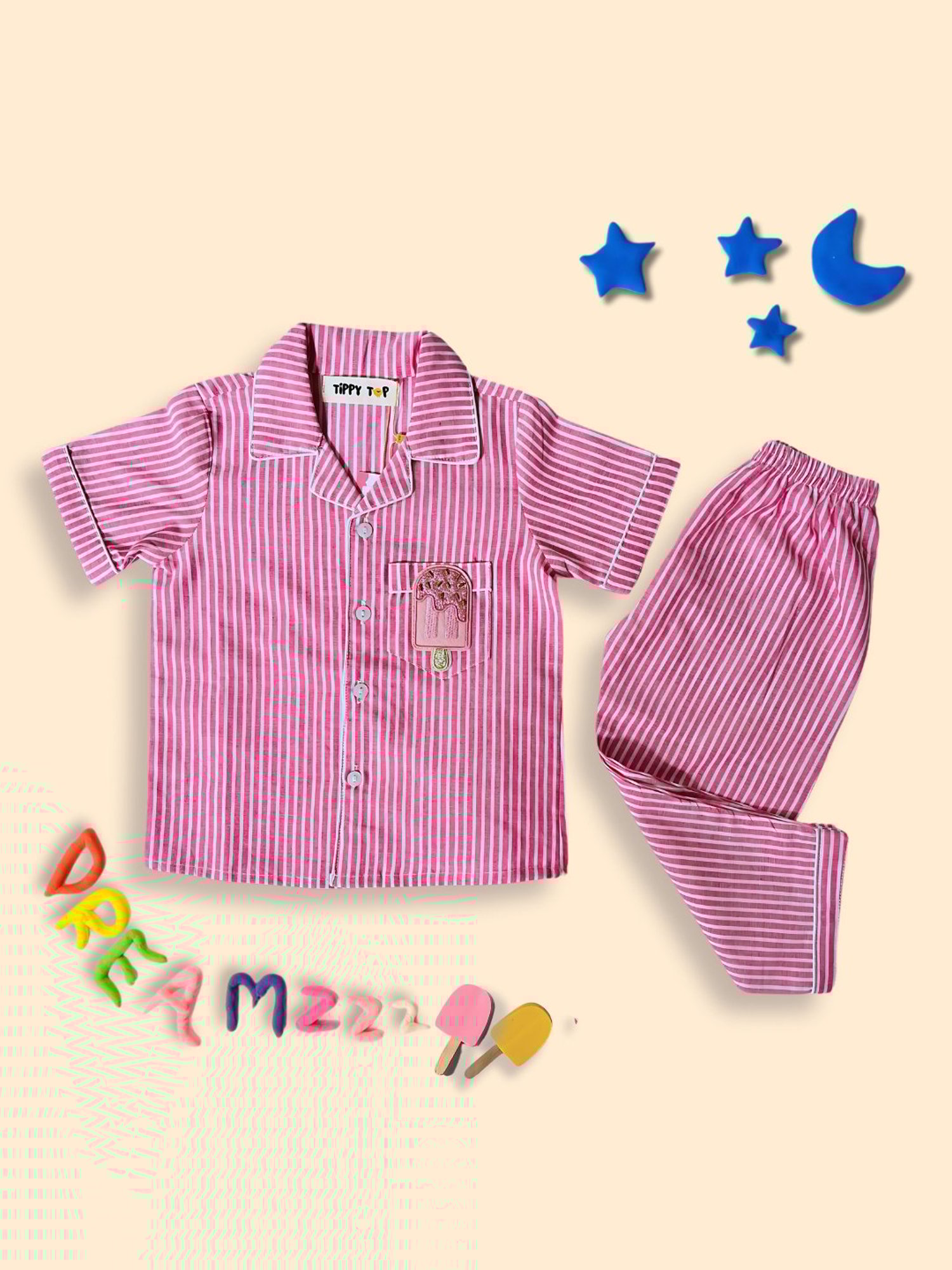 Tippy Top Girls Pink Striped Shirt with Pants