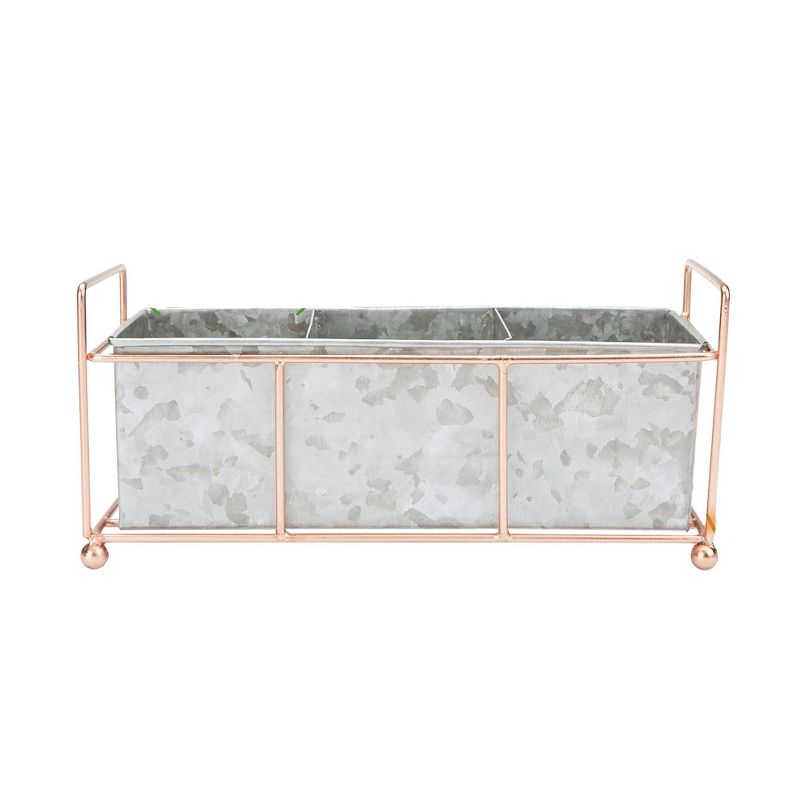 Mind Reader Wire Based and Galvanized 3 Section Utensil Holder, Silver