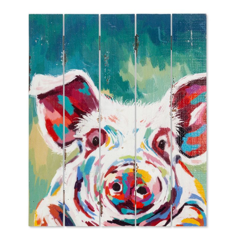 Lone Elm Studios Set of 4 Assorted Style Wooden Farm Animal Wall D&eacute;cor