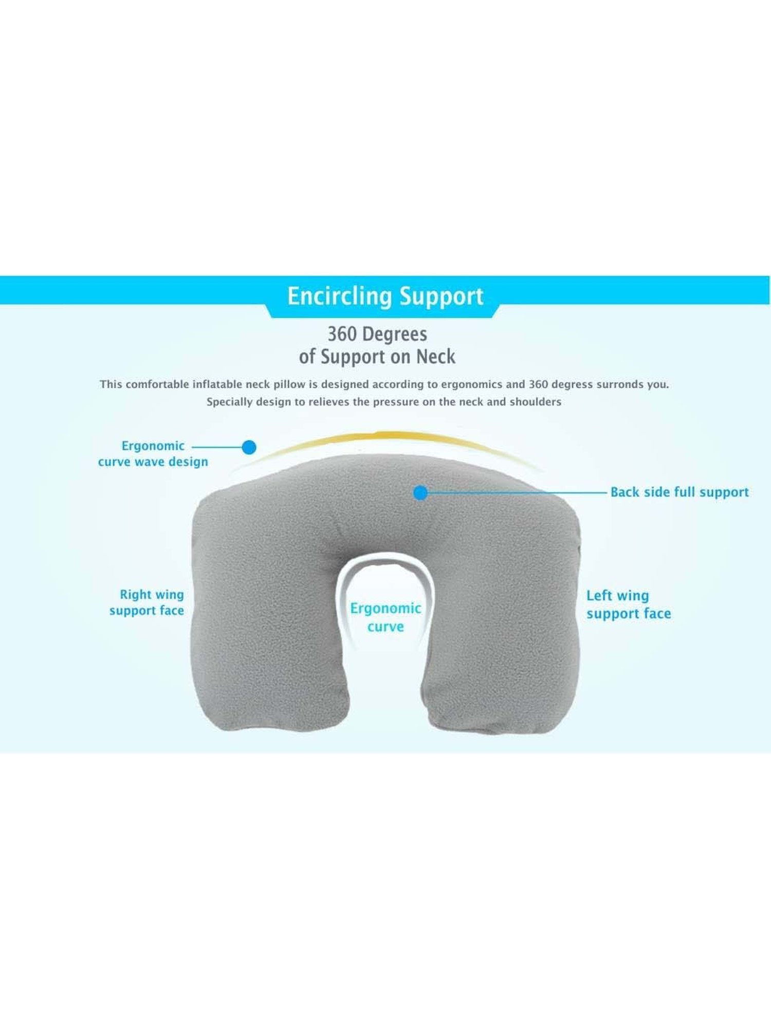 Travel Blue Grey Inflatable Neck Pillow