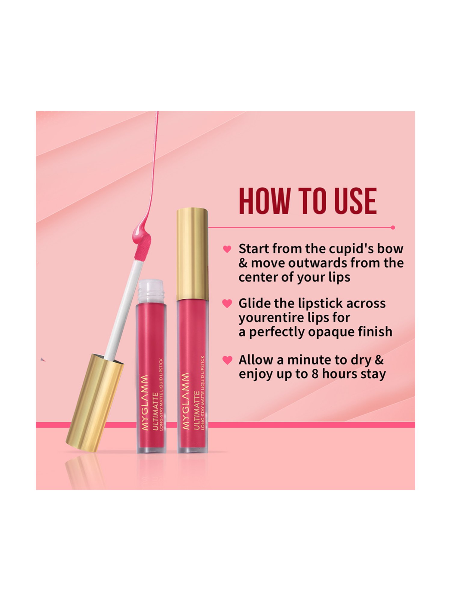 MyGlamm Ultimatte Long Stay Matte Liquid Lipstick Pink Stunner - 2.5 ml