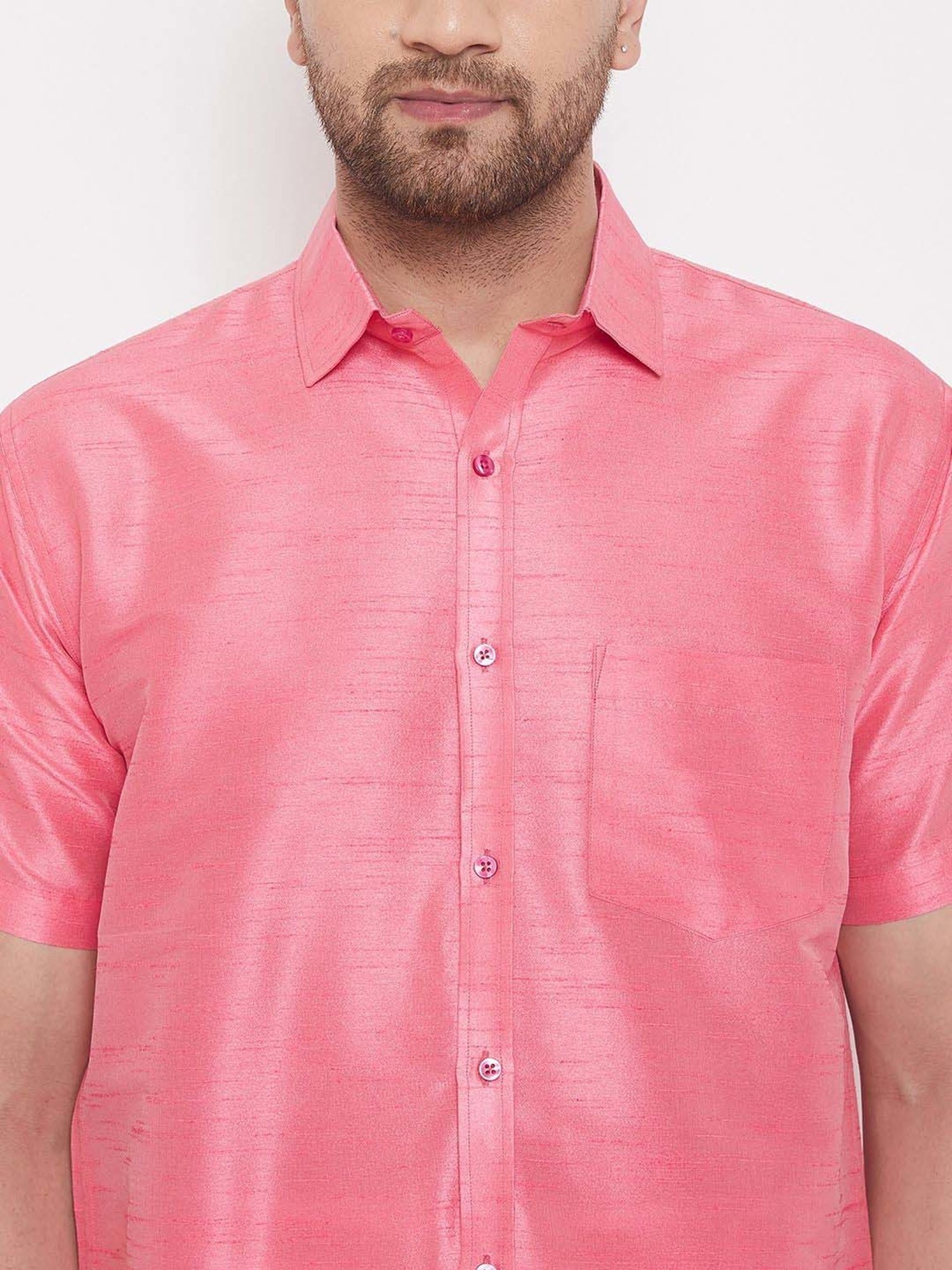 Vastramay Pink Regular Fit Ethnic Shirt