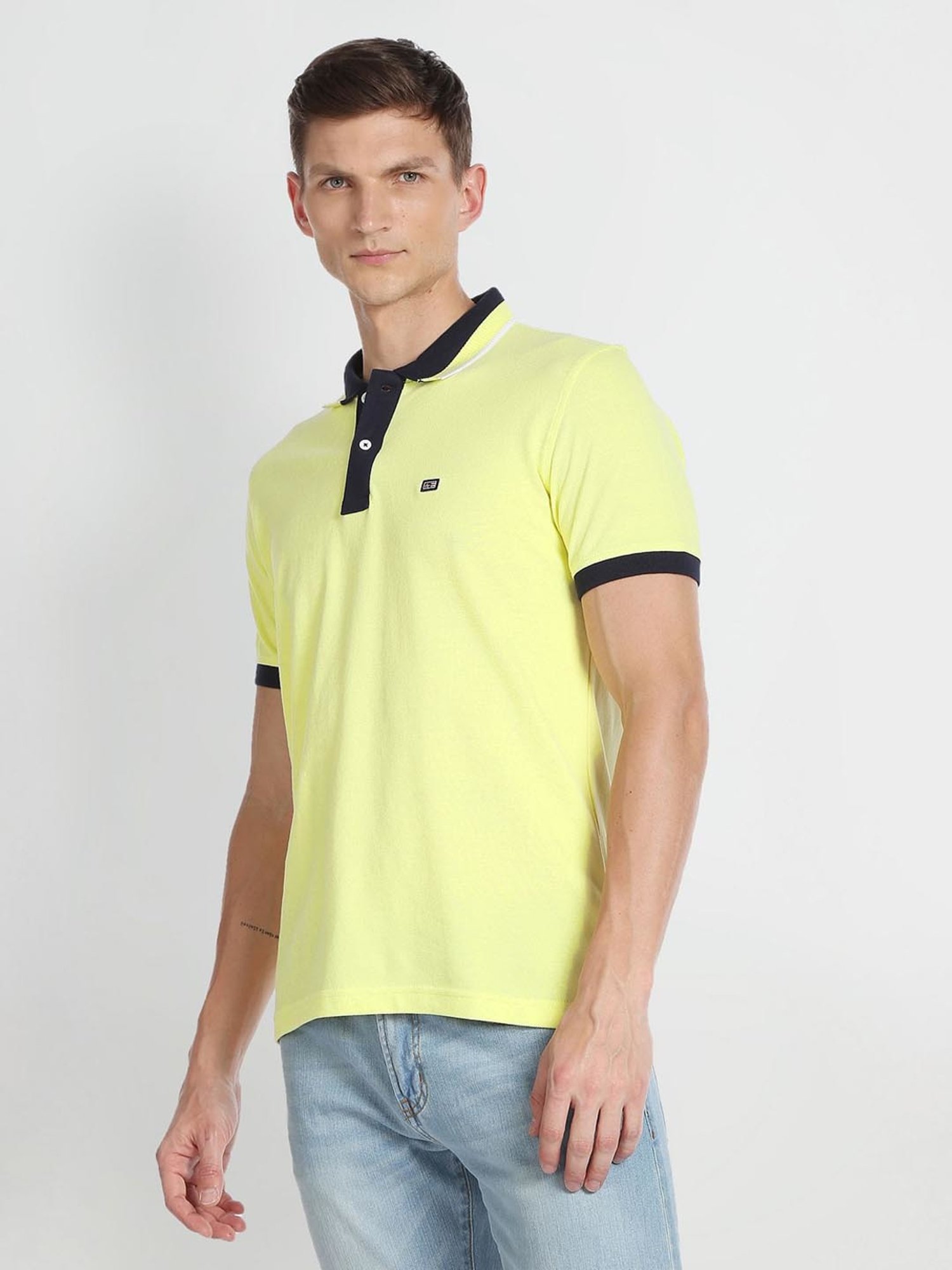Arrow Sport Yellow Cotton Regular Fit Polo T-Shirt