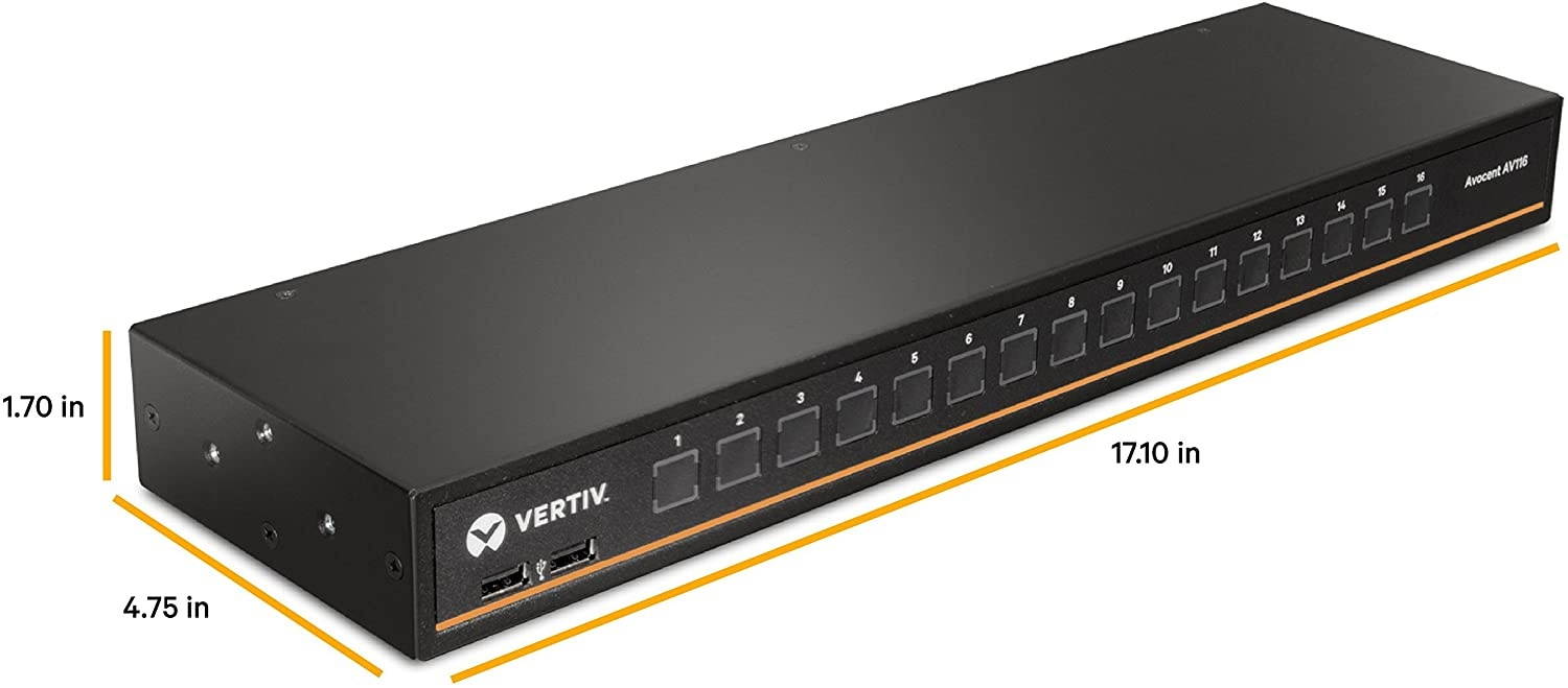 Vertiv Avocent AV3000 Rackmount KVM Over IP Switch | 8 Port KVM switches | Local and Remote Access | VGA Cable (AV3108-400)