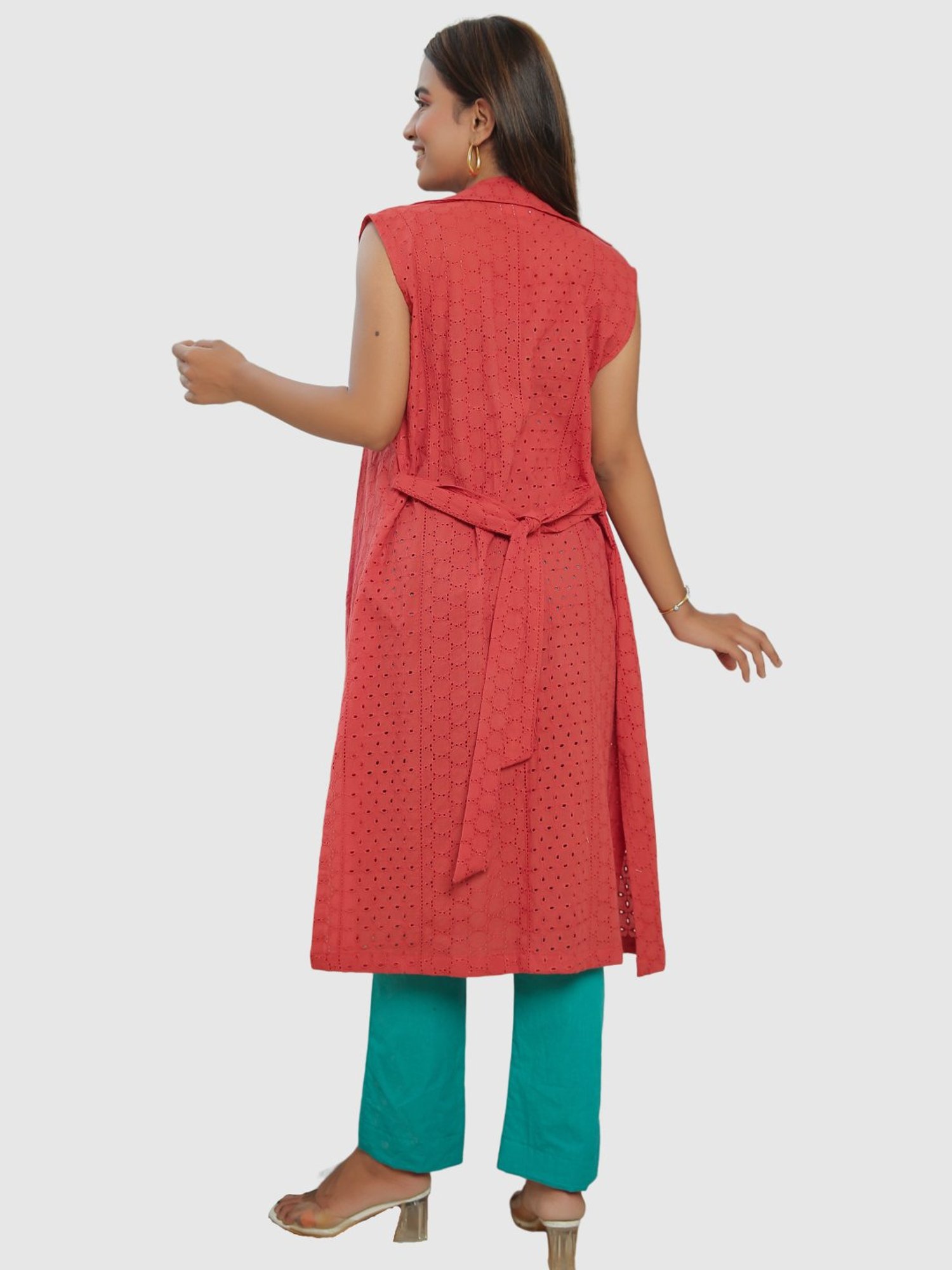 KAORI BY SHREYA AGARWAL Blue Cotton Crop Top Pants Set With Cape