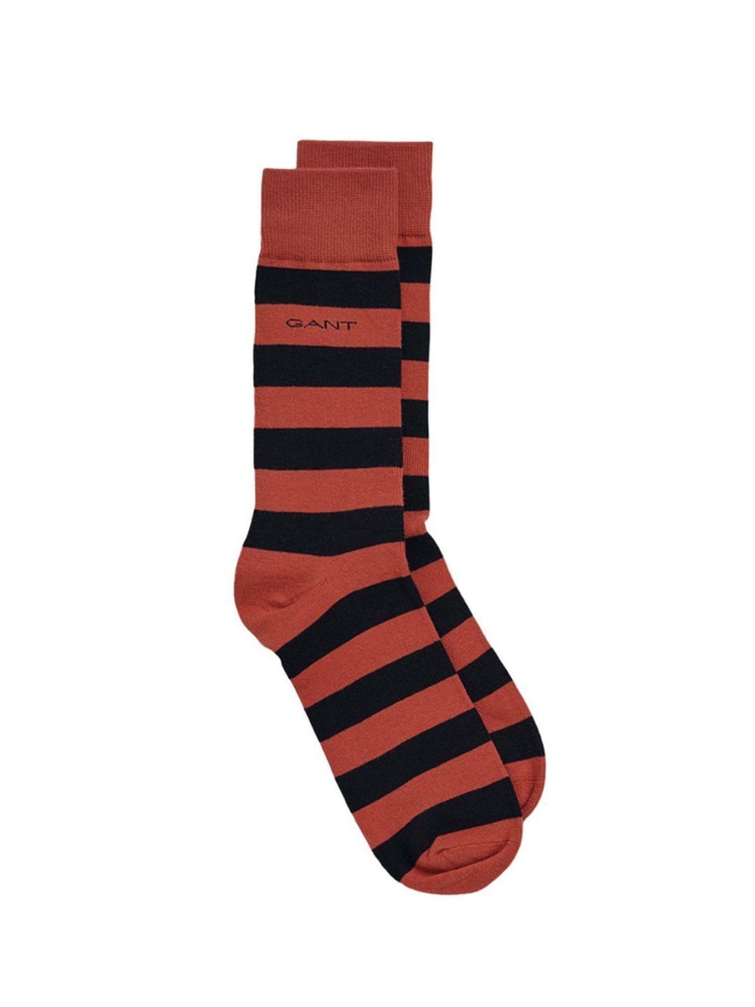 Gant Black & Orange Striped Socks (Free Size) - Pack of 2