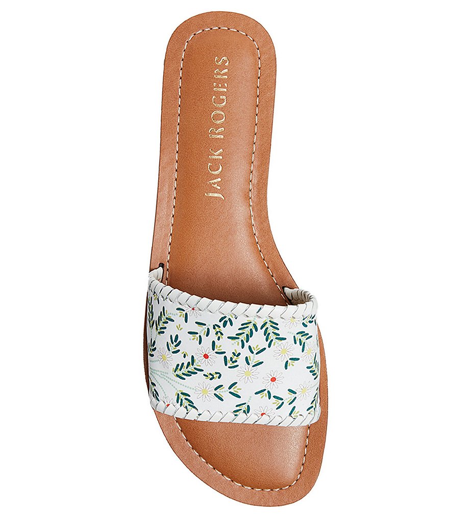 Jack Rogers Sofia Daisy Print Leather Slides