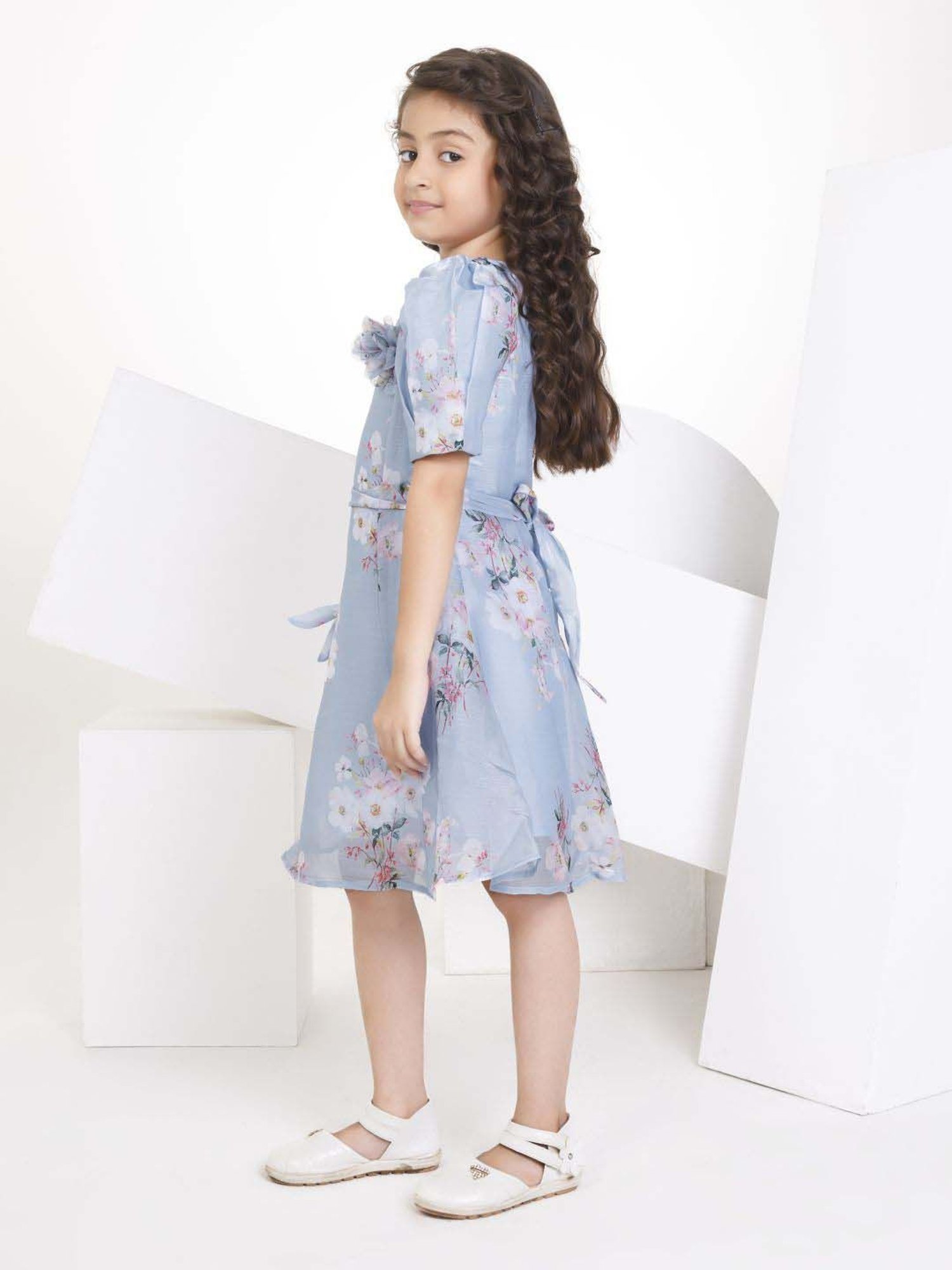 Many Frocks Kids Red Solid Dress