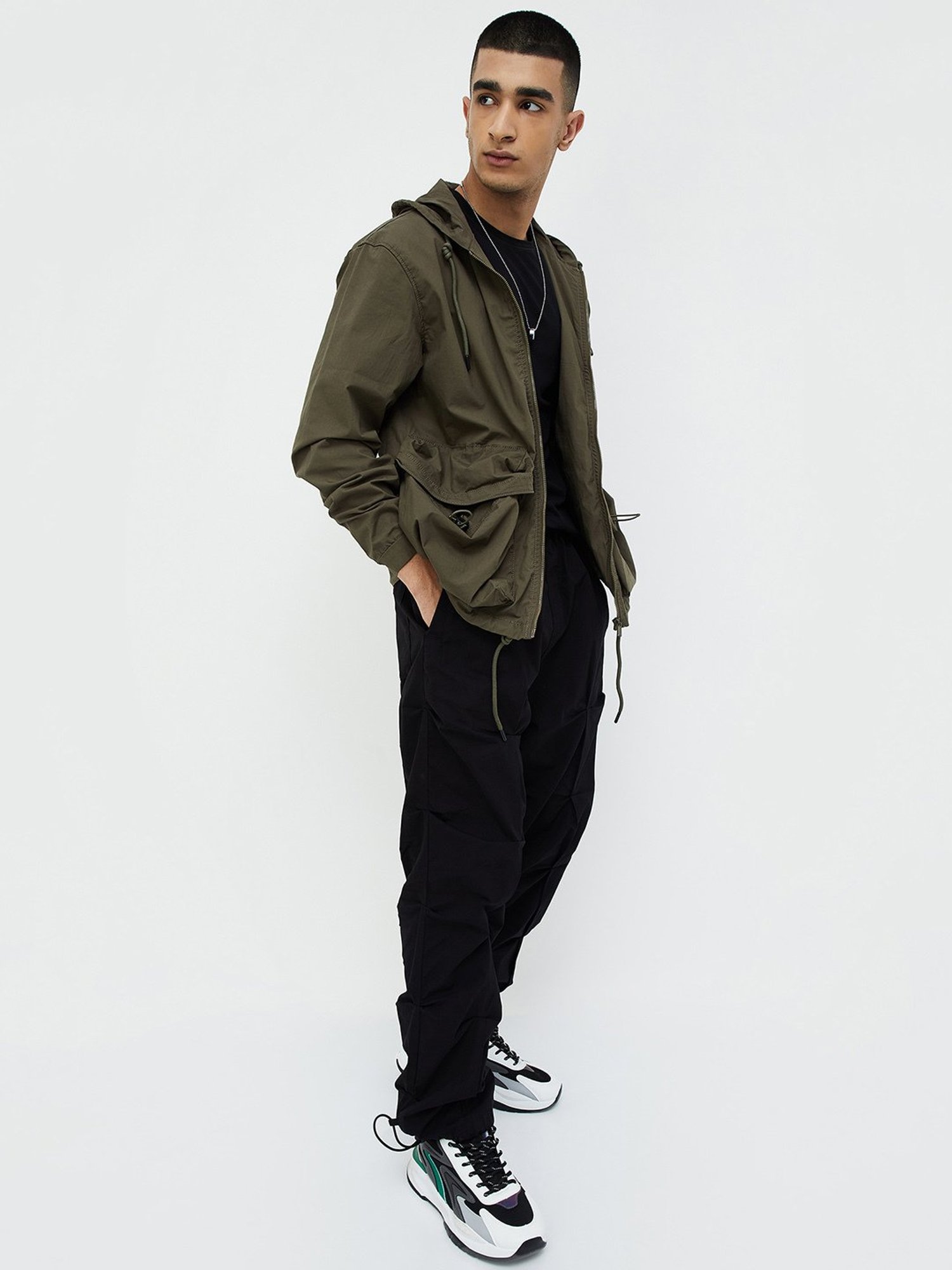 Forca by Lifestyle Dark Grey Regular Fit Hooded Jacket