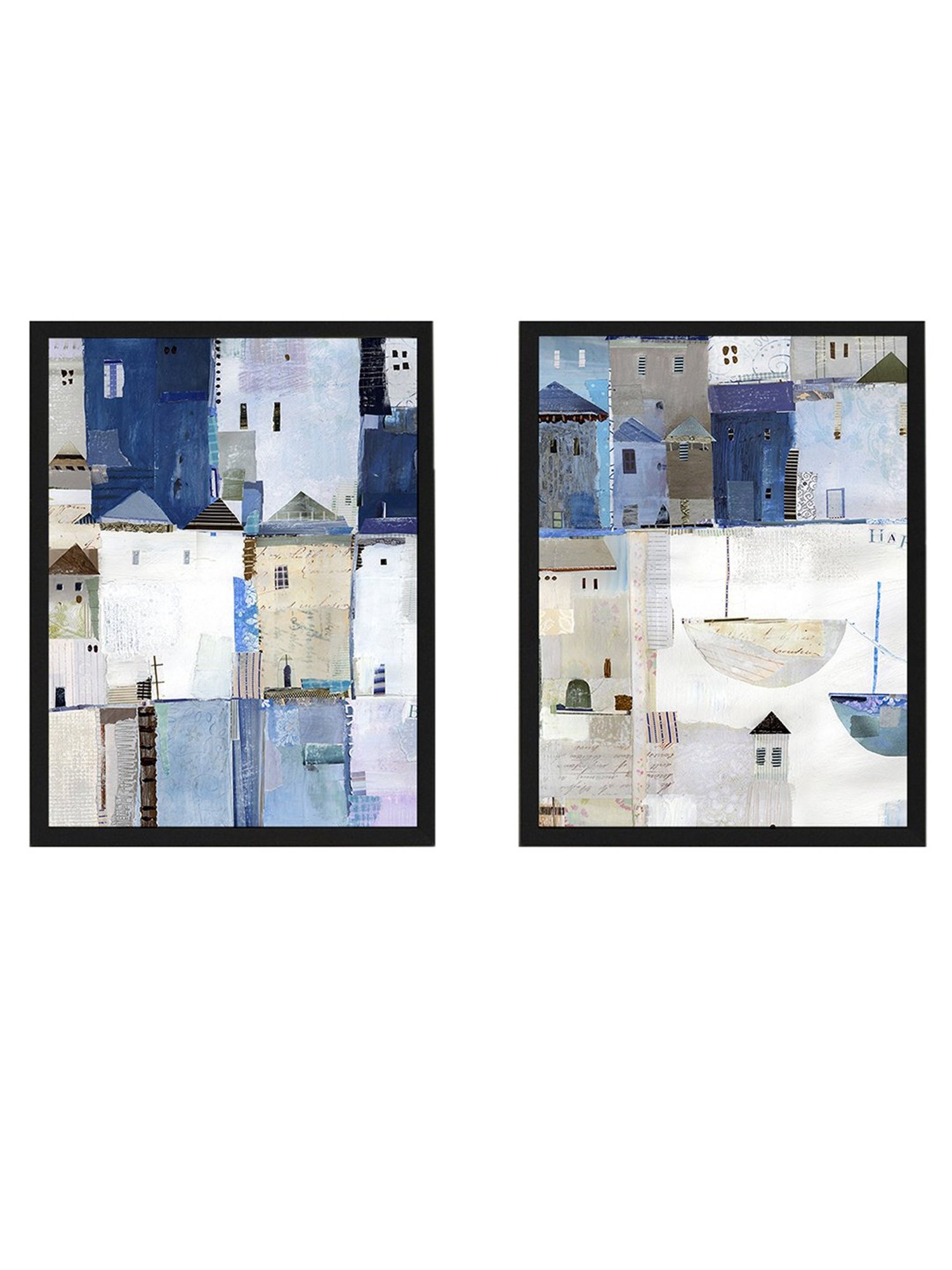 Art Street Gray City Landscape Printed Blue Engineered Wood Wall Art (Set of 2)