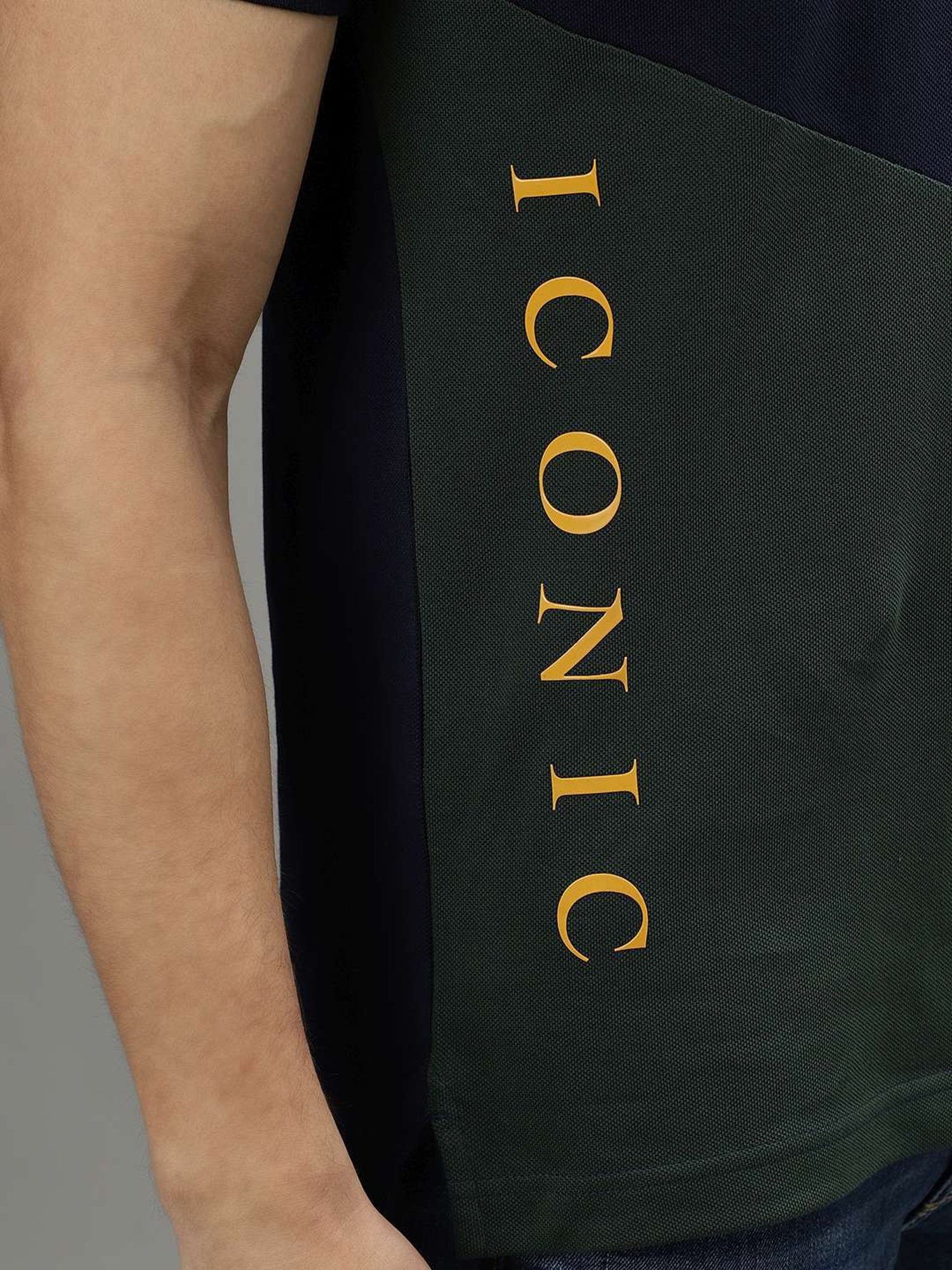 Iconic Men Colourblocked Regular Fit Cotton T-shirt