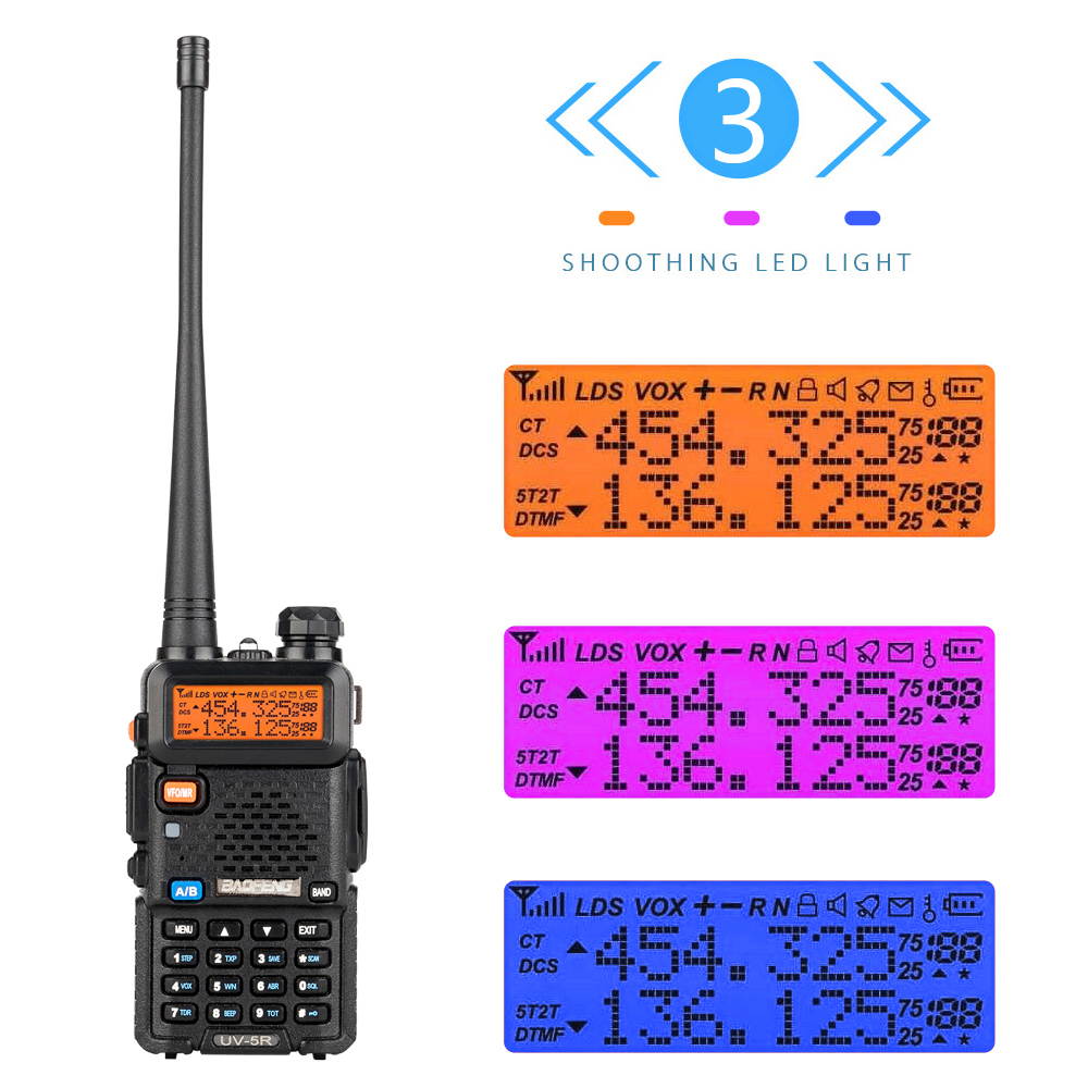6pcs BAOFENG 1.5" LCD 5W 136~174MHz / 400~520MHz Dual Band Walkie Talkie with 1-LED Flashlight Black