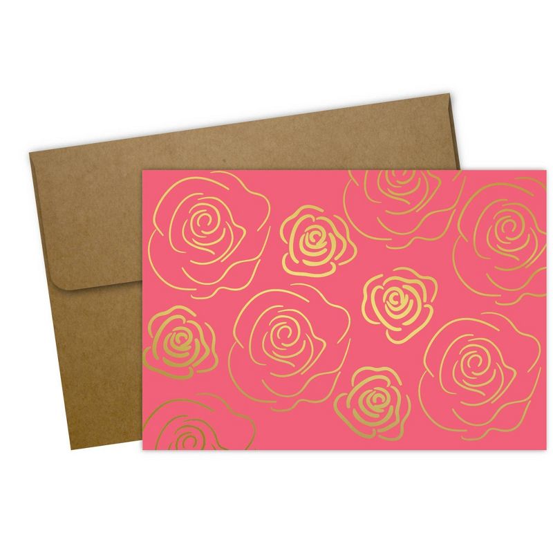 100ct Blank Floral Cards Dark Pink