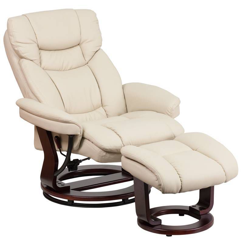 Riverstone Furniture Collection Leather Recliner & Ottoman Beige