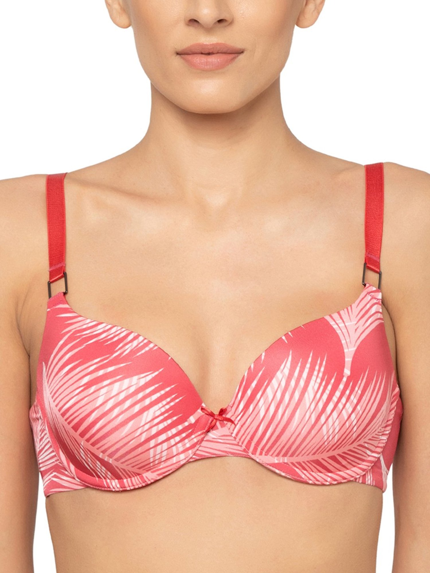 Triumph Red Printed Half Coverage T-Shirt Bra
