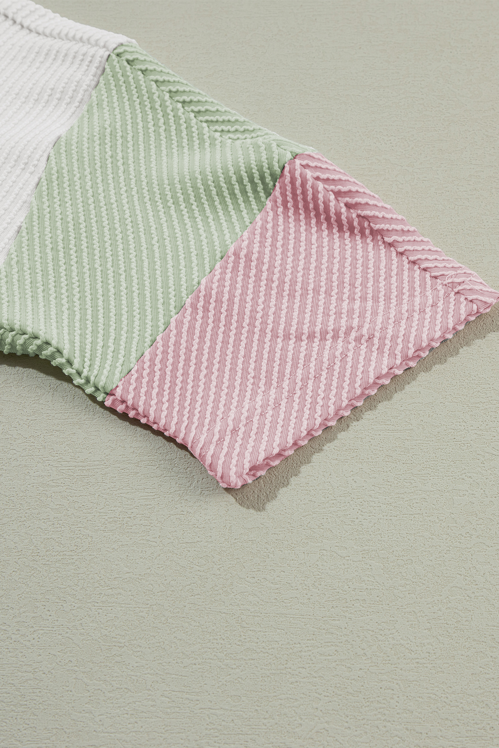 White Ribbed Colorblock Drop Sleeve Top