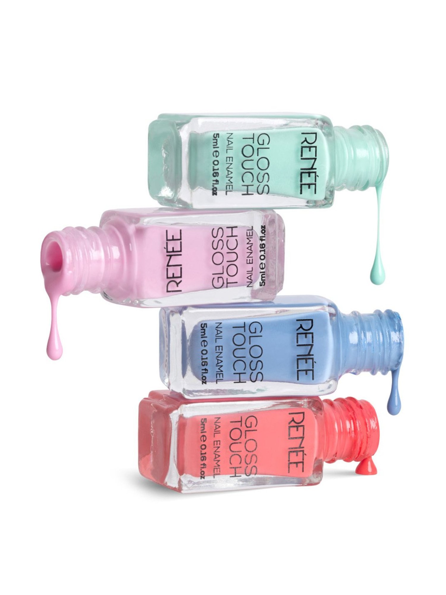 RENEE Gloss Touch N04 Vacay Vibes Nail Enamel - Pack of 4