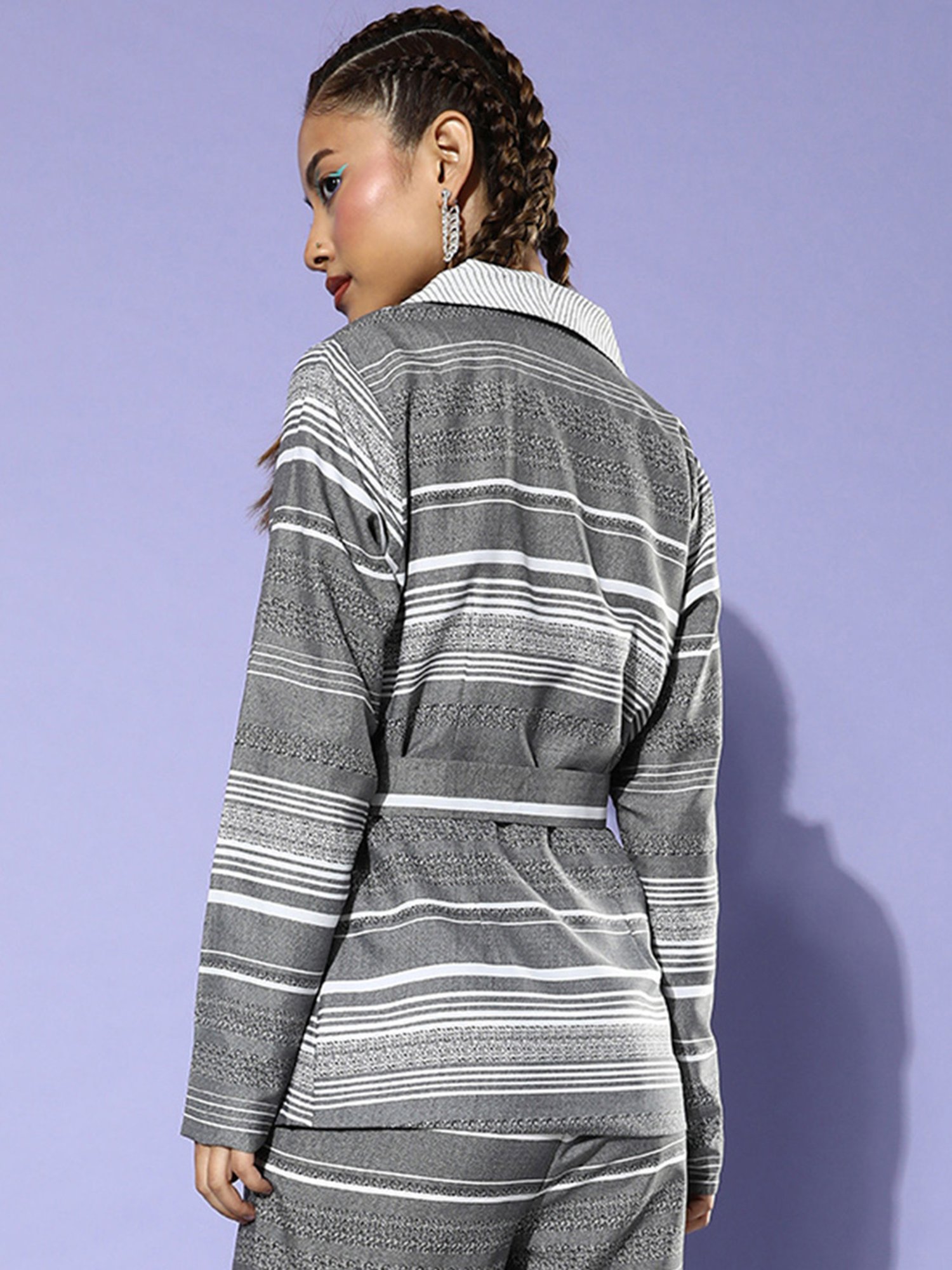 QUIERO Grey Striped Blazer