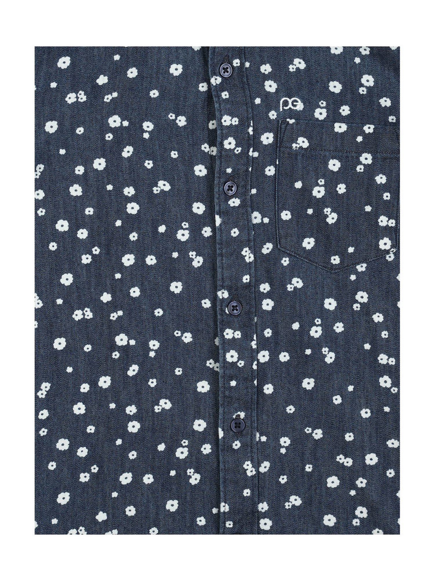 Peter England Boys Blue Floral Print Full Sleeves Shirt