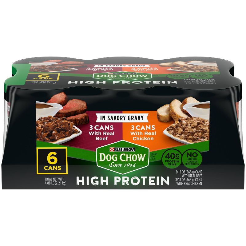 Purina Dog Chow High Protein In Savory Gravy Beef & Chicken Wet Dog Food - 13oz/6ct Variety Pack