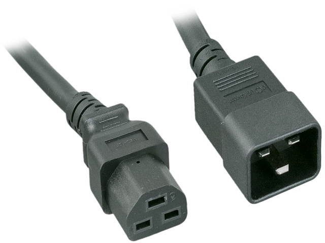 Nippon Labs 12 AWG C20 to C21 Universal Jumper Power Cord, SJT, 20A, 250V, 3 ft. IEC-60320-C20 to IEC-60320-C21 Black Power Cable