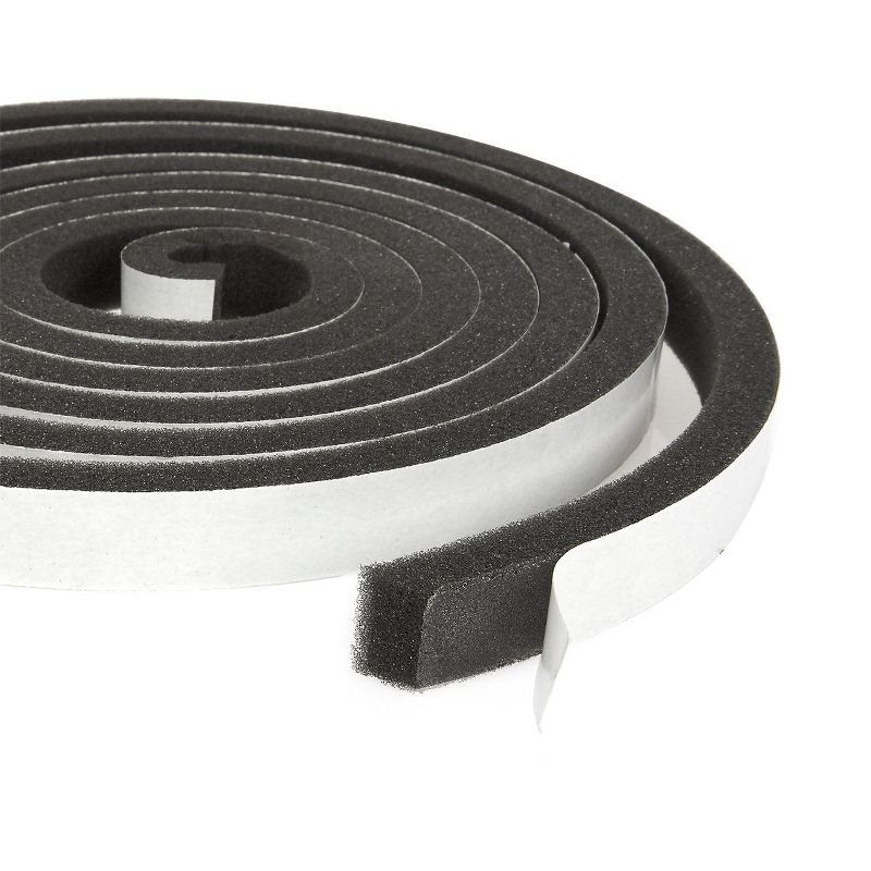 Juvale 3 Pack Black Adhesive Weather Stripping Weatherstrip Foam Tape, 10 feet Length