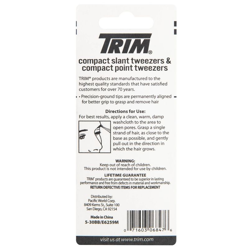 Trim Compact Slant Point Tweezers - 2 Pack