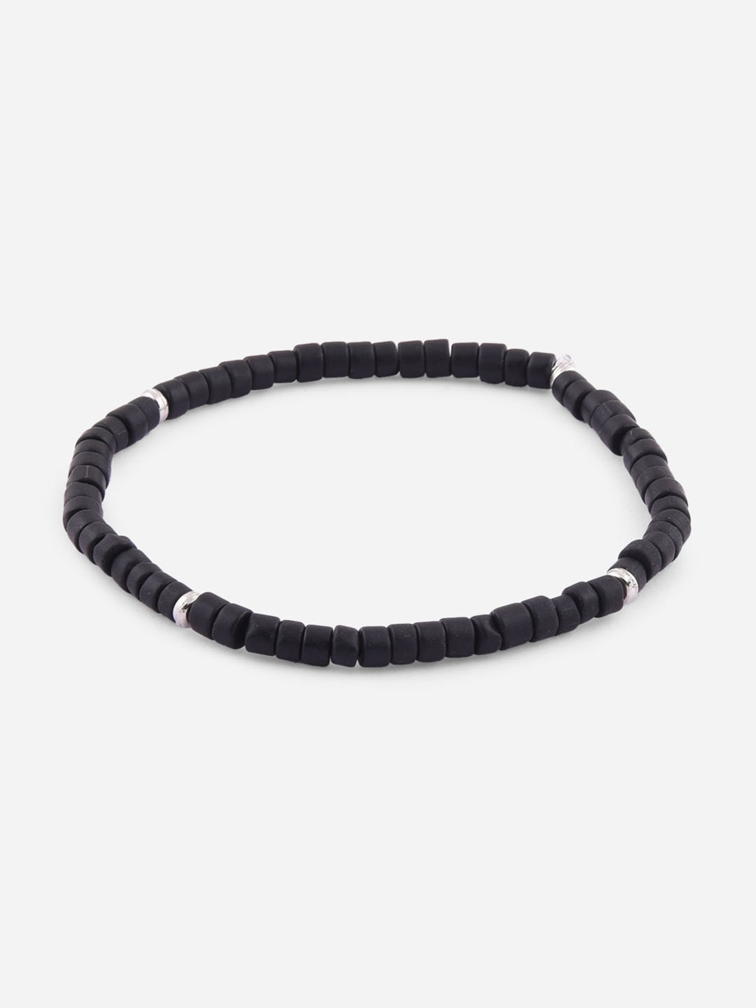 The Bro Code Black Multipack Elasticated Semi Precious Beaded Bracelet for Men - Set of 3