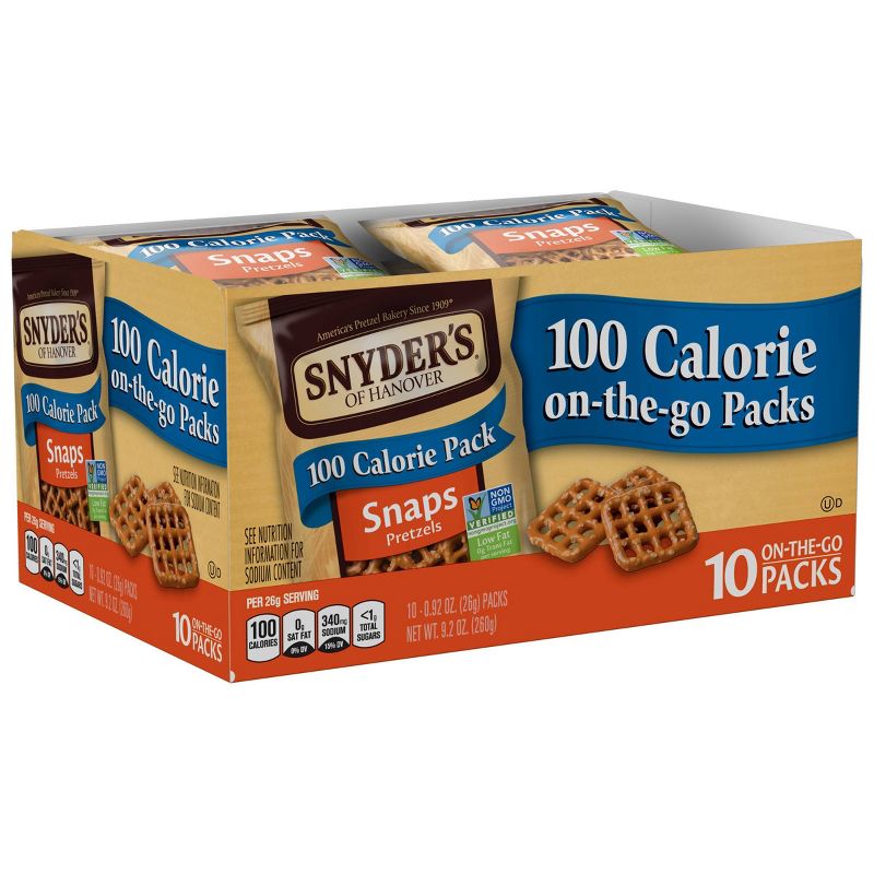 Snyder's of Hanover 100 Calorie Pretzel Snaps Packs - .9oz/10pk