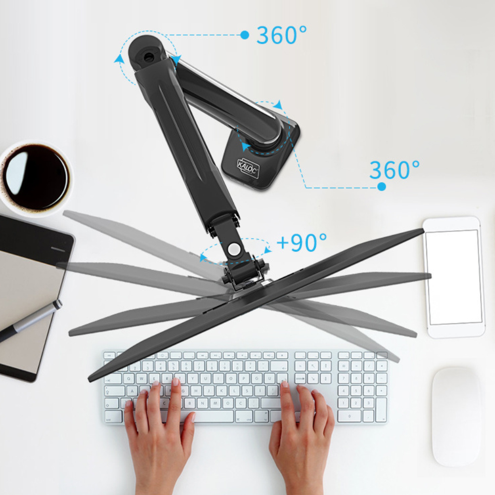 VICABO Single Monitor Arm Full Motion LCD Display Adjustable Gas Spring Desk Mount Stand for Computer Screens 17" to 30", Holds 4.4 to 19.8 lbs, VESA Bracket with Clamp or Grommet Mounting Base