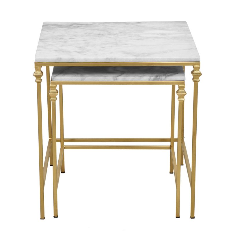2pc Juniper Nesting Table Set White/Gold - Carolina Chair & Table