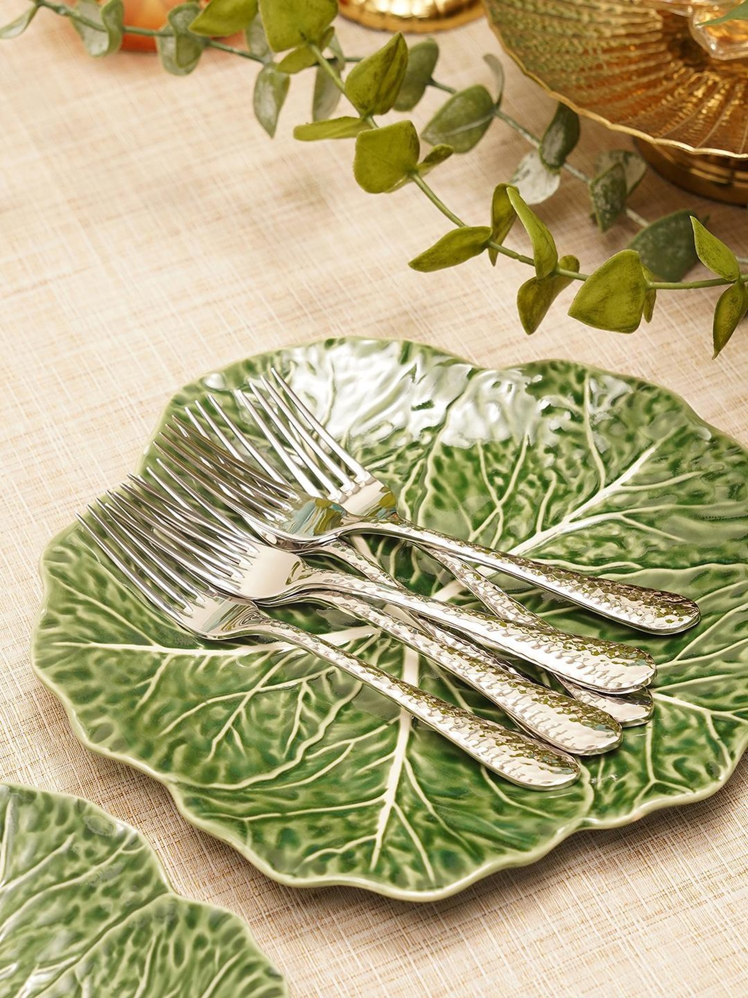 Pure Home and Living Silver Stainless Steel Textured Cutlery sets